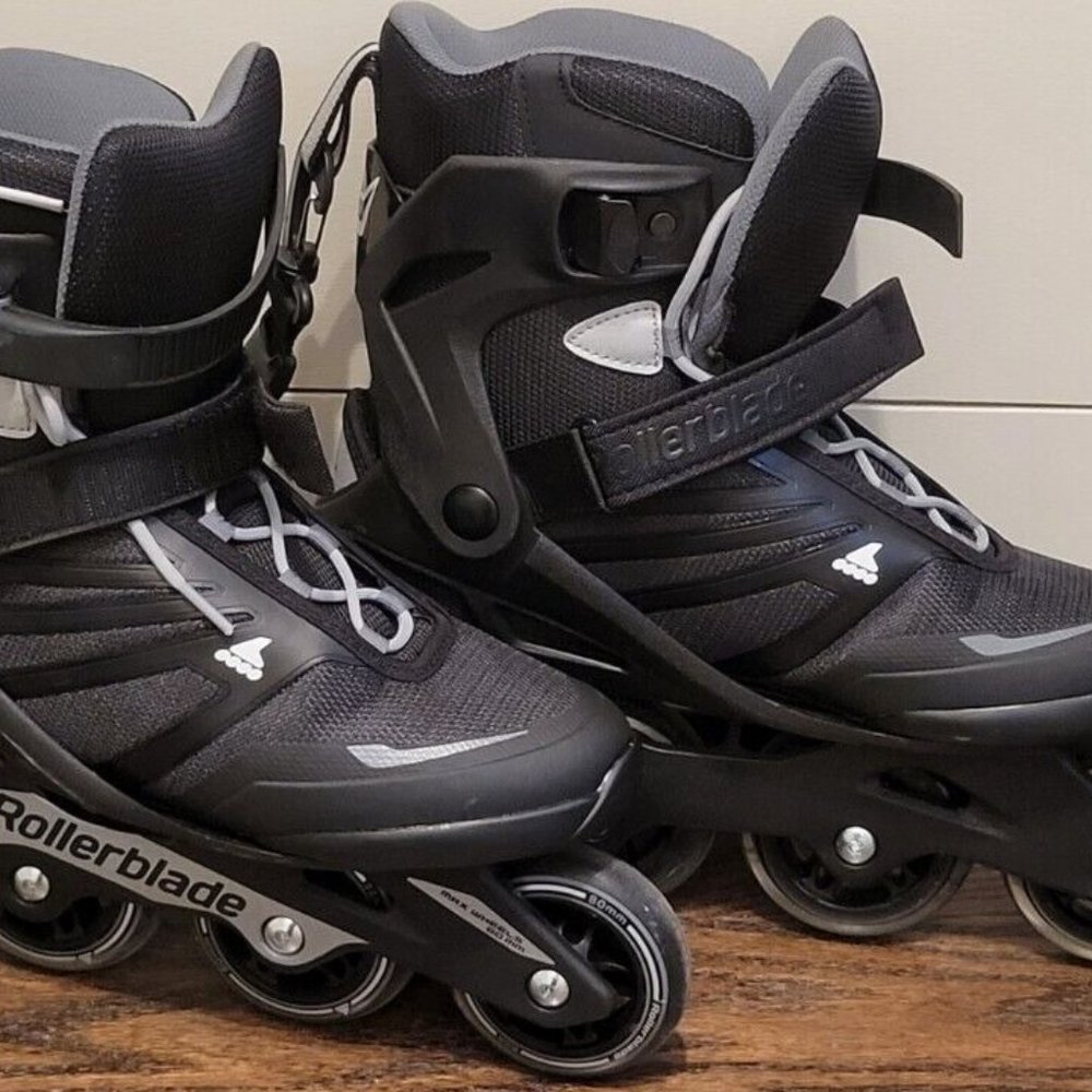 Rollerblade Zetrablade Inline Skates -Womens Black / Silver-Gently Used-Size 8